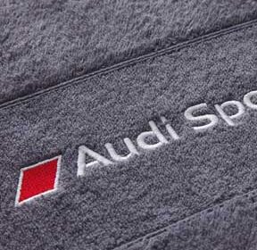 grey towels with logo embroidery in dubai