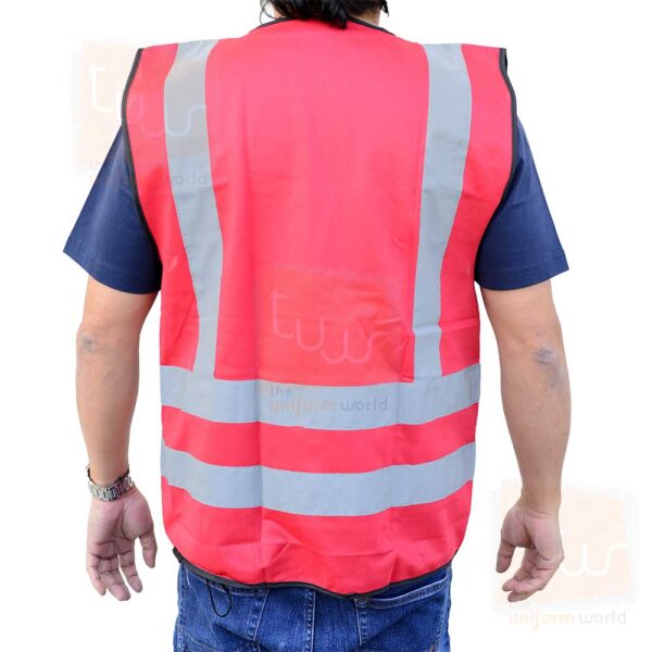 Red High Visibility Vest Safety Jacket with Pockets