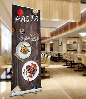 restaurant rollup banners with printing shops companies in dubai uae