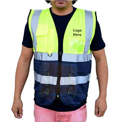 2-tone safety vest with reflective tapes logo printing in dubai uae