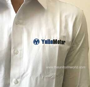 white corporate shirt logo embroidery monogramming in dubai abu dhabi uae