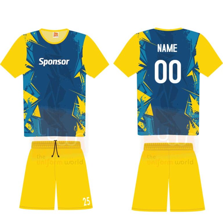 Yellow Blue football design suppliers tailors in dubai uae