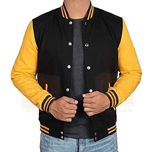 custom black yellow varsity jacket maker companies in dubai uae