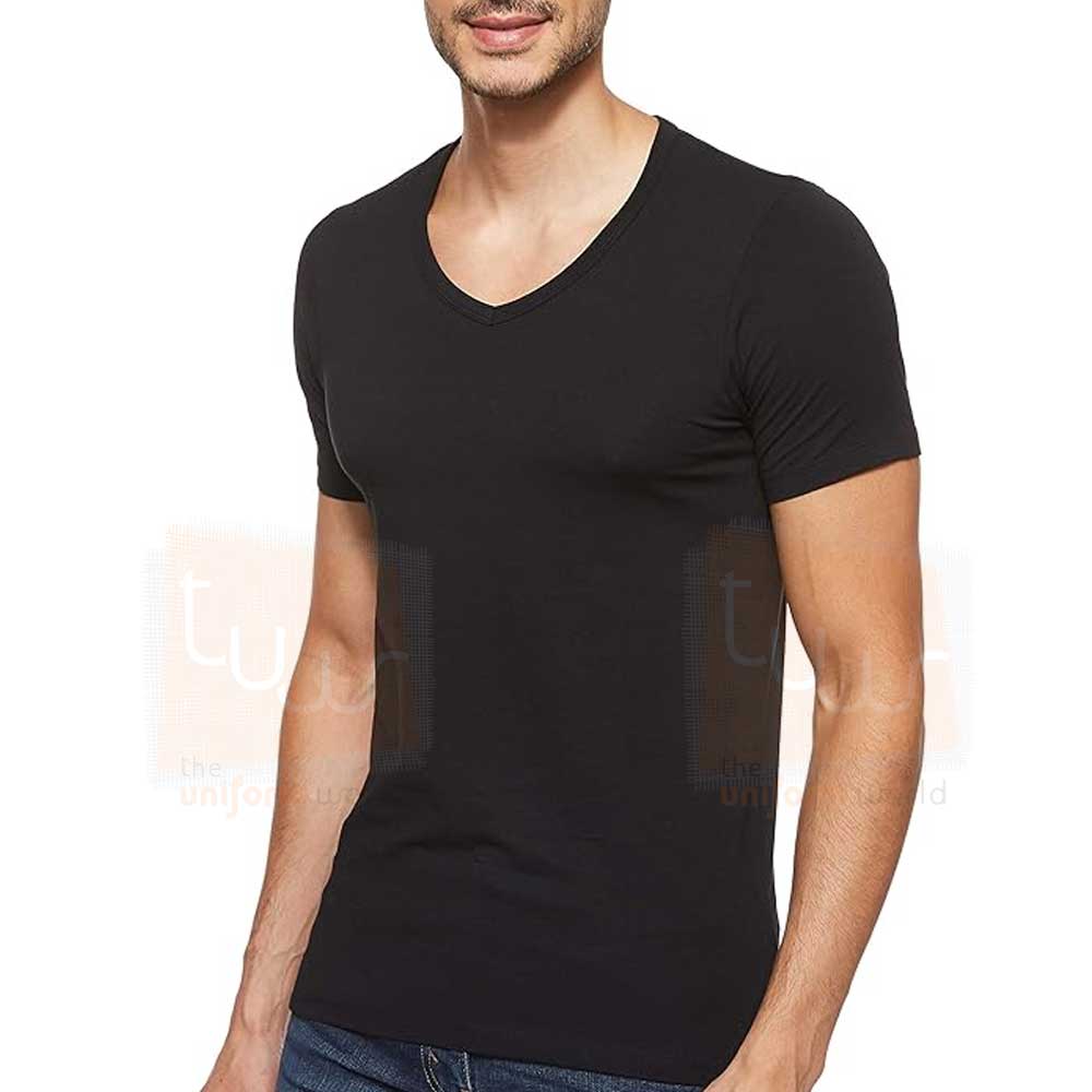 Black Wide Neck T Shirt Cotton Plain Supplier in Dubai UAE