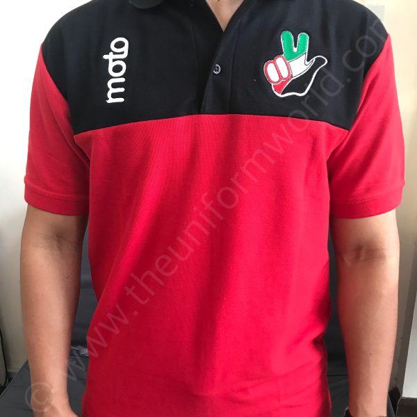2 Tone Polo Shirt Red Black 1 Uniforms Manufacturer and Supplier based in Dubai Ajman UAE