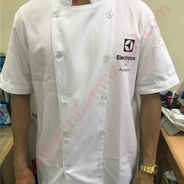 Electrolux White Short Sleeve Chef Jacket 1 Uniforms Manufacturer and Supplier based in Dubai Ajman UAE
