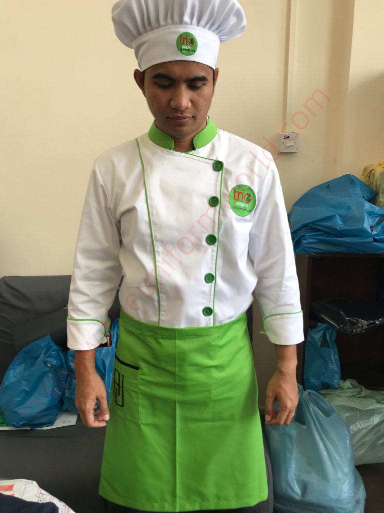 Trio Delight Chef Jacket With Logo Embroidery 5 Uniforms Manufacturer and Supplier based in Dubai Ajman UAE