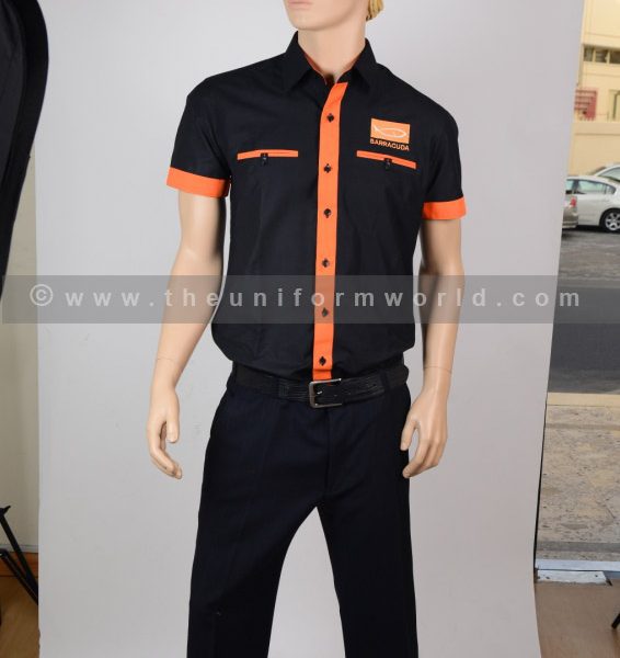 Barracuda Black Orange Shirt Apron 3 Uniforms Manufacturer and Supplier based in Dubai Ajman UAE
