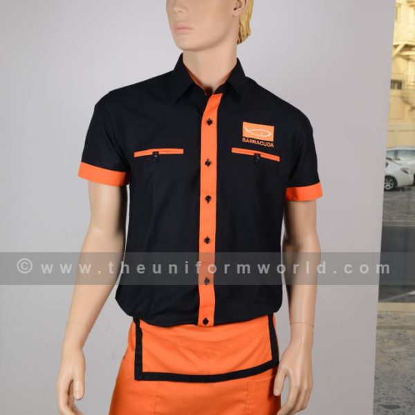 Barracuda Black Orange Shirt Apron 8 Uniforms Manufacturer and Supplier based in Dubai Ajman UAE