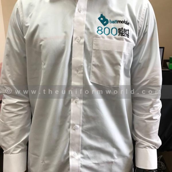 Batt Mobile White Shirt 2 Uniforms Manufacturer and Supplier based in Dubai Ajman UAE