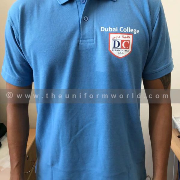 Dubai College Polo Shirt Sky Blue 1 Uniforms Manufacturer and Supplier based in Dubai Ajman UAE