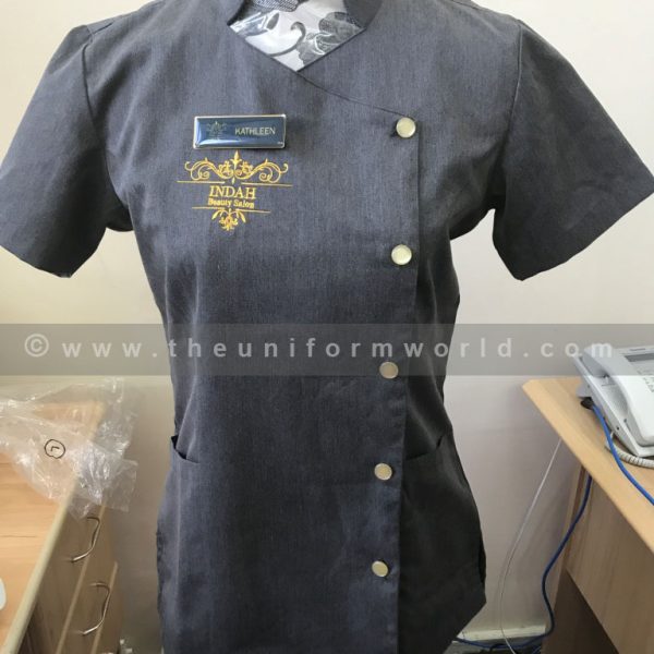 Indah Salon Tunic Grey 2 Uniforms Manufacturer and Supplier based in Dubai Ajman UAE