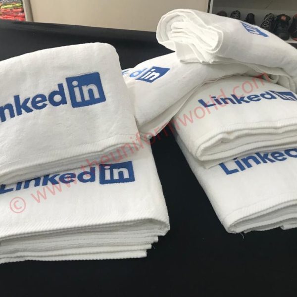 Linkedin White Towel With Emb 1 Uniforms Manufacturer and Supplier based in Dubai Ajman UAE
