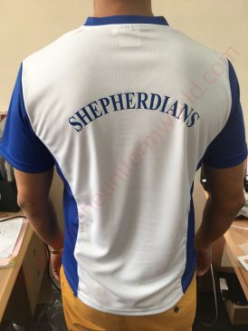 V Neck Tshirt White Blue 1 Uniforms Manufacturer and Supplier based in Dubai Ajman UAE