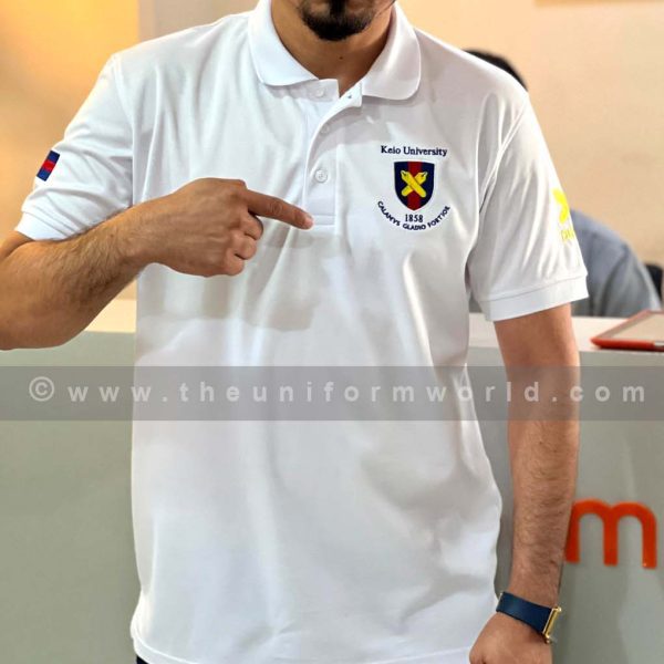 Polo Shirt Drifit White Kelo University 5 Uniforms Manufacturer and Supplier based in Dubai Ajman UAE