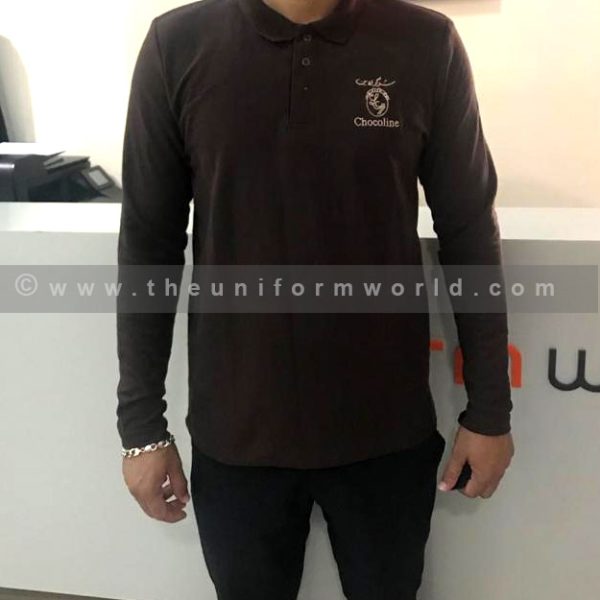 Polo Shirt Honeycomb Brown Long Sleeve 2 Uniforms Manufacturer and Supplier based in Dubai Ajman UAE