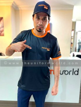 Round Neck T Shirt Drifit Black Orange Perfect Cars 3 Uniforms Manufacturer and Supplier based in Dubai Ajman UAE