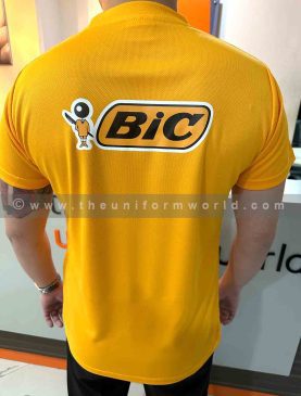 Round Neck T Shirt Drifit Yellow Bic 1 Uniforms Manufacturer and Supplier based in Dubai Ajman UAE