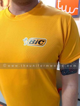 Round Neck T Shirt Drifit Yellow Bic 2 Uniforms Manufacturer and Supplier based in Dubai Ajman UAE