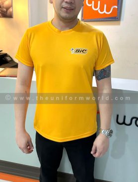 Round Neck T Shirt Drifit Yellow Bic 4 Uniforms Manufacturer and Supplier based in Dubai Ajman UAE